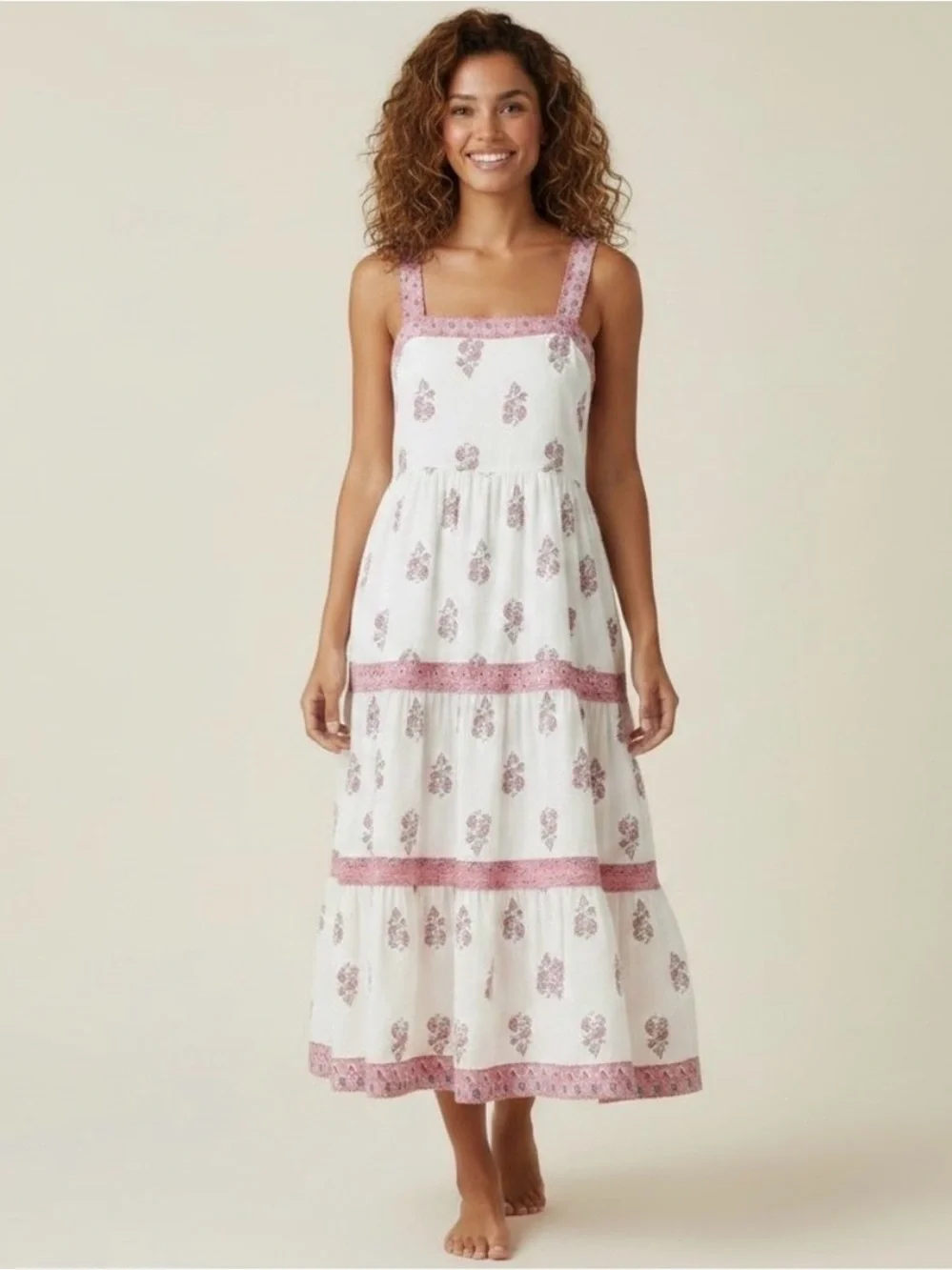 Like new J.Crew Blue Floral cottagecore boho Tiered Midi Dress Sz.4